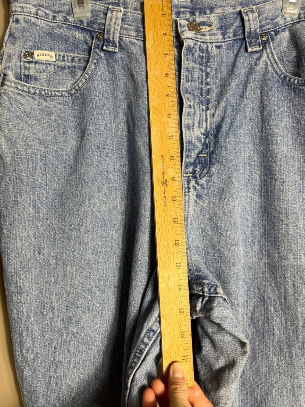 Vtg Riders Jeans 80s Relaxed Fit Mom High Waist Cinch Boyfriend Med Wash Wom 16 - Picture 9 of 13